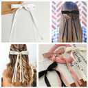 4Pack Satin Hair Bow Clips with Long Tail, Bowknot Ribbon Tassel Hair Clip, Bridal Hair Accessories Gift for Women Girls
