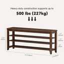 Taitiy Shoe Rack Bench with Rubberwood Flat Top and 3 Adjustable Shelves – Wooden Shoe Rack for Entryway, Hallway, Mudroom, Front Door, or Small Spaces, 47.2"