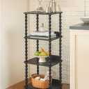 Book Shelf, 4-Tier Bookshelf with Storage, Small Bookcase Display Shelves with Solid Wood Legs for Bedroom, Living Room, Office and Small Spaces (Black)