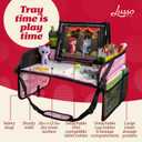 Lusso Gear Travel Car Seat Tray - Dry Erase Board & Secure Tablet Holder for Toddler Travel - Durable 600D Oxford Cloth with Snack & Toy Compartments for Road Trip Essentials for Kids - Pink Unicorn