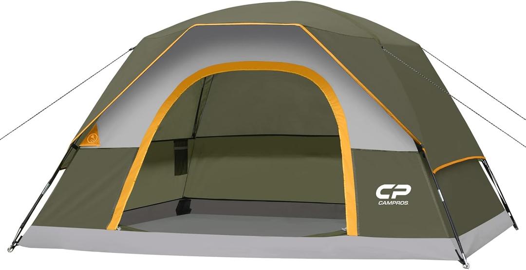 CAMPROS CP Tents for Camping 2/4/6 Person Tent Waterproof Windproof Double Layer Camping Tent, Easy Setup Dome Tent with Large Mesh Windows & Wider Door for Outdoor Camping & Hiking (Olive)