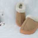 DCLTD Fluffy House Slippers for Women Men Bedroom Shoes Cozy Warm Slip on Indoor and Outdoor Winter Platform Shoes Super Soft Cloud Slippers Christmas Gifts (8.5, Fur Brown)