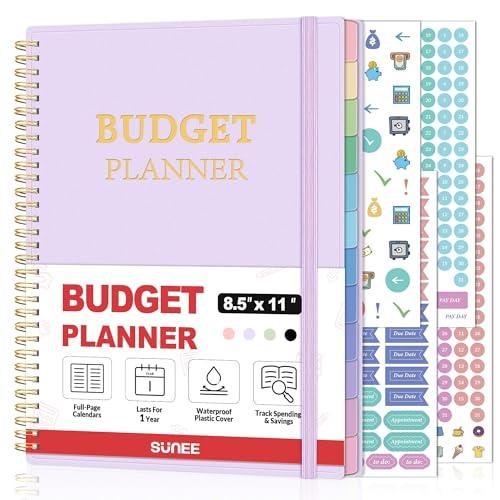 SUNEE Budget Planner - Monthly Budget Book with Expense Tracker Notebook, A4(8.5" x 11") Undated 12 Month Bill Organizer & Finance Planner to Manage Your Money, Account Book with Colorful Tab, Purple