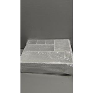 Paper Plate Dispenser and Holder for Kitchen Counter, Wood Rustic Silverware Utensil Caddy, Cutlery Flatware Organizer Box for Cups Spoons Forks Napkins, Kitchen Accessories (White)