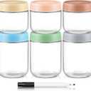 DRKIO 10 & 16 Oz Overnight Oats Containers with Lids - 6 Pack Glass Storage Jars with Airtight Lids Wide Mouth Mason Food Jars Great for Meal Prep Salad Chia Puddirg Snacks Yogurt Sugar Spice Cereal