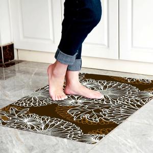 1/10 Inch Ultra Thin 24"35" Large Front Door Mat Indoor Entrance Inside Non Slip, Waterproof Rubber Kitchen Mat and Interior Home Washable Door Mat, Coffee Brown