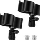 BILIONE 2pcs Versatile Microphone Clip, Adjustable Mic Holder for Microphones with Outer Diameter Range 1.26" from 2.3", with 5/8" Male to 3/8" Female Screw Adapter(Black)