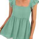 LYANER Women's Summer Sleeveless Peplum Blouse Square Neck Ruffle Strap Babydoll Tank Top (XL)