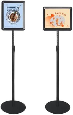 HUAZI Sign Stand Holder 8.5×11-Inch Adjustable Floor Standing with Heavy Duty Base, Both Vertical & Horizontal View Displayed,Snap-Open Frame with Round Safety Corner for Indoor Outdoor,Black, 1PACK
