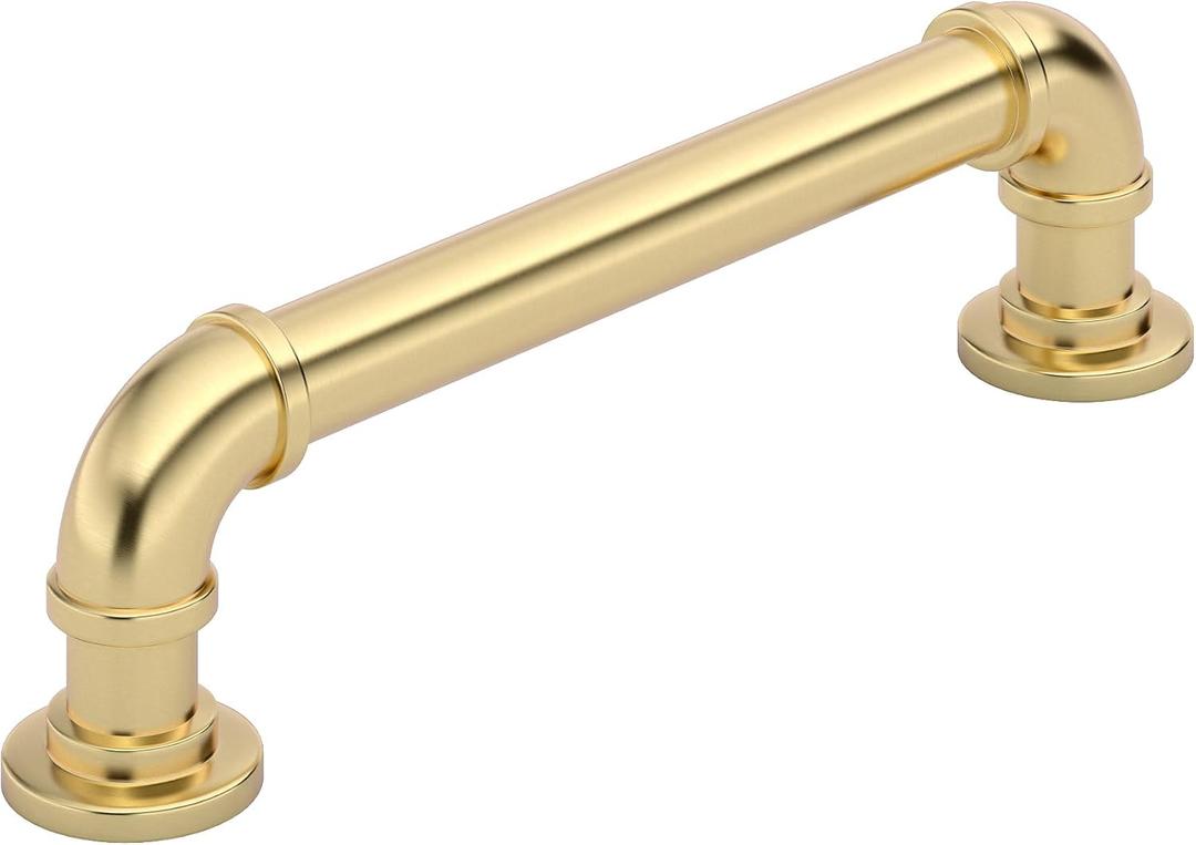 Richelieu Hardware BP2209128160 Steampunk Collection 5 1/16-inch (128 mm) Center-to-Center Satin Brass Vintage Round Cabinet and Drawer Pull Handle for Kitchen, Bathroom, and Furniture