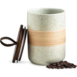 Miamolo Coffee Storage Container Jar with Lid, Ceramic Kitchen Food Storage Jars with Airtight Lids for Spice Sugar Cookie, Stackable Decorative Jars for Coffee Countertop, 28 fl.oz
