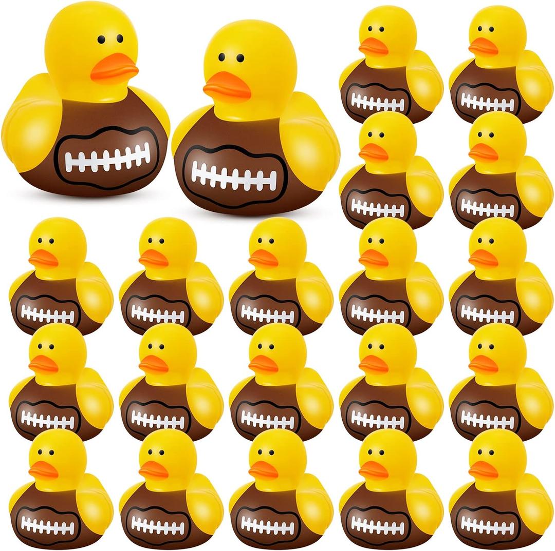 Deekin Rubber Ducks 2 Inch Bulk Sport Party Favors for Team Events Decorations Birthday Party Supplies Club Player Gift(24 Pcs,Football)