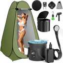 Portable Camping Shower Kit, Outdoor Camp Shower Pump with Foldable Bucket/Outdoor Shower Bag, Privacy Tent and Toilet Options Available, IPX7 Waterproof for Hiking, Travel, Car, Pet, Luxury