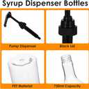 25 oz Syrup Bottles with Pump Long Neck Bottles Plastic Syrup Pump Dispenser for Coffee Bar Accessories Home Party(6 Pcs)