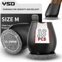 YSD 16PCS Silicone Floor Protectors, 1 inch Black Chair Caps for Tilt Legs, Hardwood Floor Protectors with Felt Pads