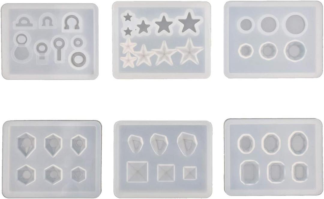 Silicone Mold for Jewels Shapes to Mold - Resin Ear Stud Earrings molds - Epoxy Resin Charms Casting Mould (6pcs)