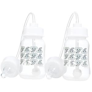 Hands-Free Baby Bottle - Anti-Colic Nursing System 4 oz Baby Bottle with Fast Flow Nipple/Teat 3m+ with Tube Straw Feeding System for Toddler (2 Bottles - Elephant)
