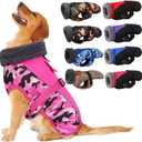 IECOii Extra Warm Dog Coat - Reflective Adjustable Jacket With Buckle Fleece Turtleneck for Cold Weather - Soft Winter Coat (Large(Chest:20.9-24.4 in), Pink Camo)