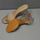 ZriEy Clear Block Sandals Chunky Heels for Women 3.35 Inch Open Toe Adjustable Ankle Strap Pump Sandals for Weddings Parties Daily Wear (10, Rose Gold Clear)