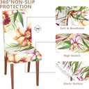 Stretch Dining Chair Covers Set of 2,Floral Print Chair Covers,Soft Removable Washable,Pet Friendly Furniture Protector,Universal Chair Slipcovers for Home, Kitchen,Ceremony Dining Room Seat (Whitephalaenopsis Orchids)