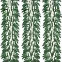 3 Strands Odorless Artificial Olive Leaf Vines, 73'' Silk Ivy Vine Garland with Green Leaves, Fake Hanging Plants Greenery Decor for Home, Bedroom, Wall, Party, Wedding Decoration