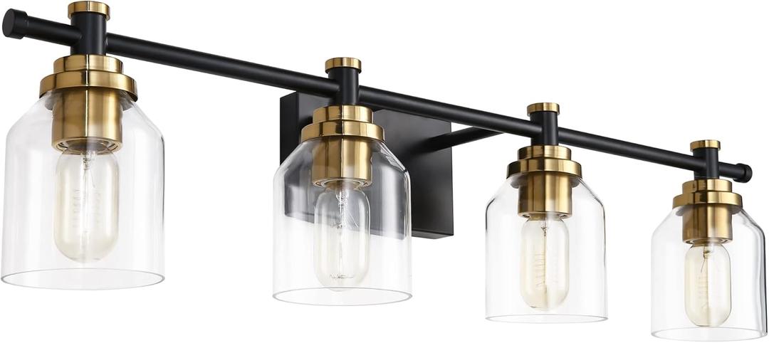 SOLFART Vintage Vanity Light Over Mirror Wall Sconce Bathroom Light Fixtures Black Brass Wall Lighting Bath Light Over Vanity