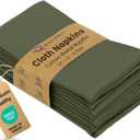 Ruvanti Cloth Napkins Set of 6, 18x18 Inches Napkins Cloth Washable, Soft, Durable, Absorbent, Cotton Blend. Table Dinner Napkins Cloth for Hotel, Lunch, Restaurant, Wedding Parties - Matine Olive