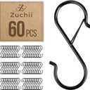 60 Pcs S Hooks for Hanging Safety Buckle, 3.5 Inch Stainless-Steel Heavy Duty S Hooks,Hanging Plants for Closet Hooks, Kitchen Pot Rack, S Hooks Hanging for Kitchen Utensils, Pots and Pans (60pc)