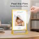 MaxGear 5x7 Gold Acrylic Sign Holder 12 Pack, Gold Table Number Holders, Mini Frames Double Sided Acrylic Picture Frames Photo Stand, Clear Menu Flyer Stand for Wedding, Home, Restaurant
