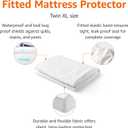 Amazon Basics Waterproof Mattress Protector, Secure Elastic Fit, Protection Against Spills and Pests, Twin XL, White