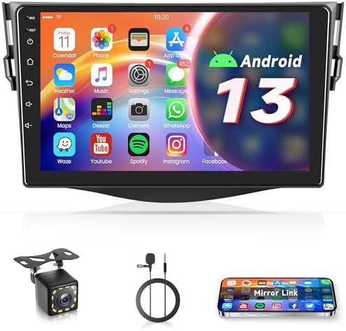 Radio for Toyota RAV4 2007 2008 2009 2010 2011 Android 13 Car Stereo with GPS Navigation, Rimoody 9 Inch Touch Screen Car Radio with Bluetooth FM WiFi Mirror Link + Backup Camera