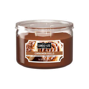 Candle-lite Scented Candles, Cinnamon Rolls Fragrance, One 10 oz. Three Wick Aromatherapy Candle with 20-40 Hours of Burn Time, Brown Color