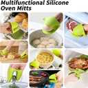 Oven Mitts and Pot Holders Sets, Mini Silicone Oven Mitts Heat Resistant (1 Pair), Pot Lid Holder While Cooking (1 Pair), Non-Slip Silicone Pot Holders & Spoon Rest, Dishwasher Safe