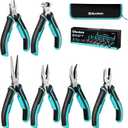 DURATECH Mini Pliers Set, 6PCS Jewelry Pliers Set, CRV Construction, Includes Needle Nose, Diagonal, Long Nose, Bent Nose, End Cutting and Linesman Pliers, for Making Crafts, Repairing Electronic