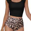 Eomenie Tankini Swimsuits for Women Ruched Tummy Control Bathing Suit Two Piece Swim Tank Top with High Waisted Bottom (Medium, Leopard)