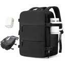 Vacuum Travel Backpack with Pump Women,Personal Item Carry on Backpacks Flight Approved 18x14x8 inches Men,Laptop Waterproof Work Compression bags Casual Daypack Mochila de Viaje Compresion al Black