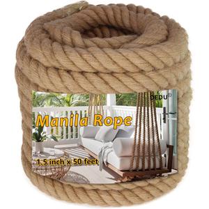 1.5" X 50' Treated Manila Rope Boat Docks Tree Farm Dock Deck, Size: 50 feet
