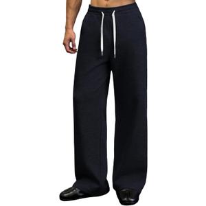Susclude Mens Baggy Bootcut Sweatpants Wide Leg Flared Stretch Elastic Waist Drawstring Cotton Lounge Workout Casual Pants (36, Navy Blue)