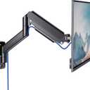WALI Single Monitor Wall Mount, Gas Spring Monitor Arm for 1 Screen up to 32 inch, 22 lbs. Fully Adjustable Arm Max Extension 19.3 inch (GSWM001), Black