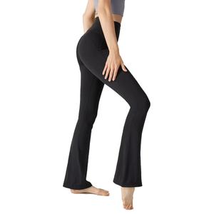Women Sports Flare Yoga Pants Stretch High Waist Fitness Legging, Black, Medium (Pack of 2)