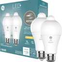 GE LED+ Motion Sensor LED Light Bulbs, 12W, Outdoor Security Lights, A21, Warm White (2 Pack)