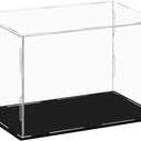 Clear Acrylic Display Case,Self-assembly Display box with black acrylic base,Countertop Box Cube Organizer Stand Riser Dustproof Protection Showcase for action Figure toy Collectibles(14*12inch)