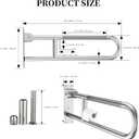 Toilet Grab Bar 30.3 Inch, YuanDe Brushed Nickel Anti-Slip Support Rail, U Shaped Flip-Up Grab Bar with Paper Holder, Stainless Steel Knurled Handicap Safety Handrails for Disabled Elderly Pregnant