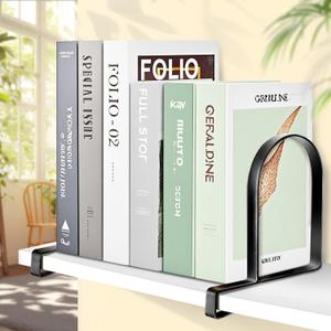 AJART Book Ends for Shelves: Black Heavy Duty Bookends - Metal Clamp Book Organizer Storage Holders (Matte Black), Pack of 1 