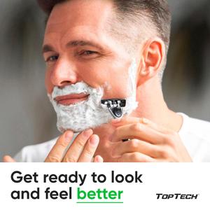 TopTech PRO 3 Razors for Men - Manual Shaving Razor & Replaceable Cartridges - 22 Count Pack (1 Handle + 21 Refills) - 3-Blades Technology - Soft Shave & Sharp Blades - Cost-effective Refill