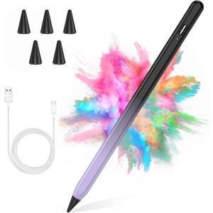 Stylus Pen for iPad 2018-2023 with Palm Rejection, Active Pencil for iPads 10th/9th/8th/7th/6th Gen, for iPad Pro11/12.9 inch, for iPads Air 5th/4th/3th, for iPad Mini 6th/5th Gen(Black and Purple)