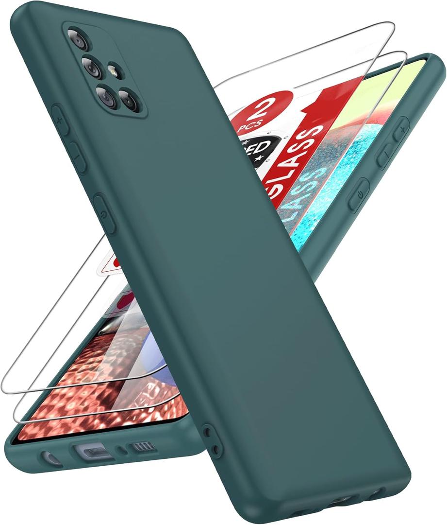LeYi for Samsung-A71-5G-Phone Case: / Samsung A71 Case with 2Pcs Tempered Glass Screen Protector, Full-Body Shockproof Protective Case for Galaxy A 71, Green