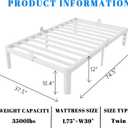 White 12 Inch Twin Bed Frames with Gaskets, Metal Twin Size Bed Frame No Box Spring Need, Heavy Duty Steel Platform Support, Round Corner Design, Reserved Holes, Storage Space, Noiseless