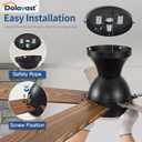 Ceiling Fans with Lights and Remote, 48 Inch Ceiling Fan with Light, Low Profile Reversible Fandelier Ceiling Fan, Dimmable LED, Flush Mount, Quiet DC Motor, for Bedroom Kitchen Dining Room Black, 48 Inch