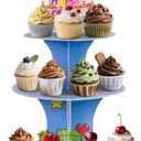 Oture Game Cupcake Stand, 3 Tier Cupcake Tower Cardboard Dessert Display Holder Tray for Kids Birthday Party Theme Party Decoration Supplies Video Game Theme Supplies